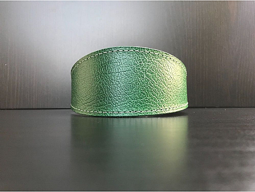 Lined Green Cracked Effect - Greyhound Leather Collar - Size L